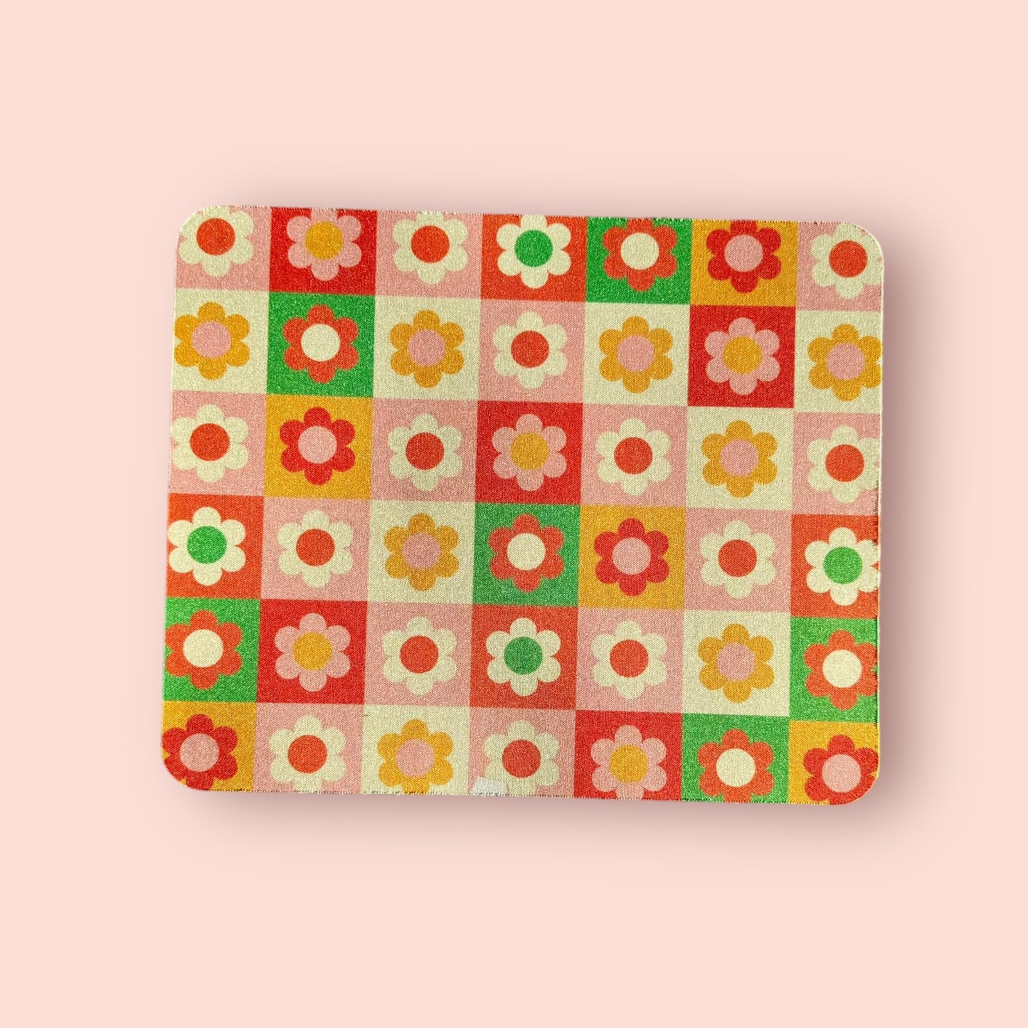 Mouse pad- floral green,red and orange