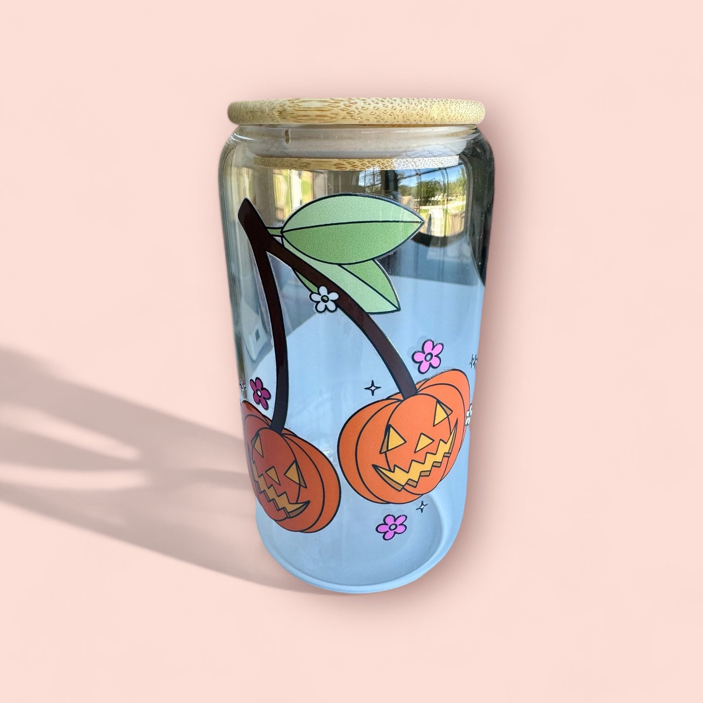 Glass cup- pumpkin cherries
