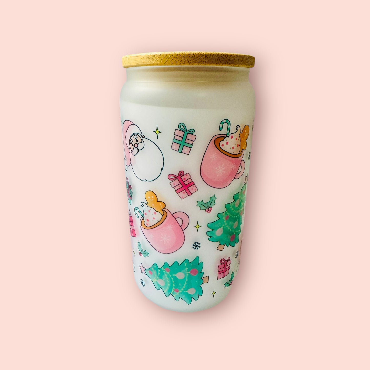 Glass cup- sublimated Christmas theme