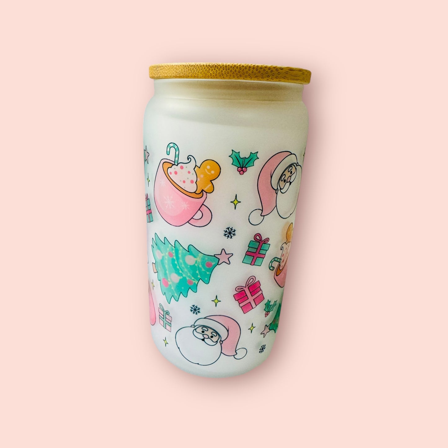 Glass cup- sublimated Christmas theme
