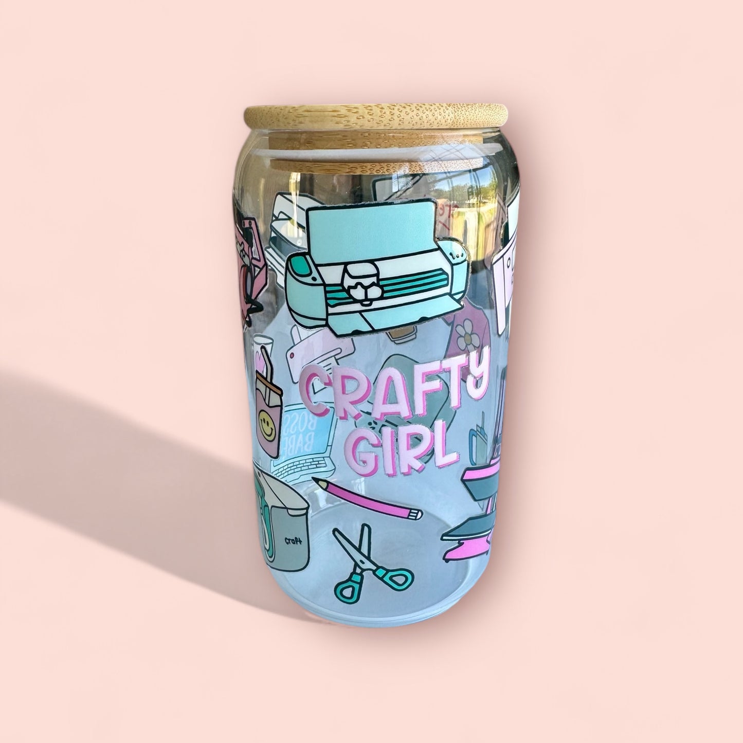 Glass cup- crafty girl
