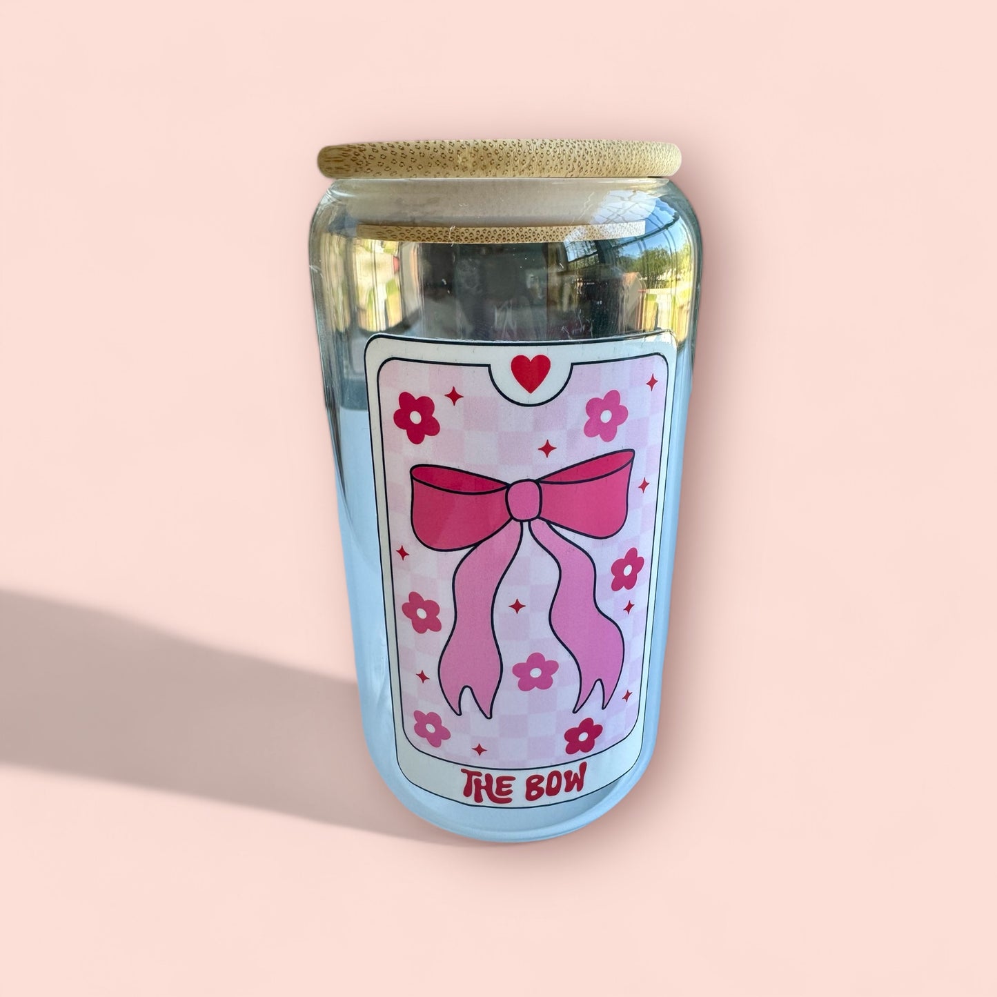 Glass cup- the pink bow