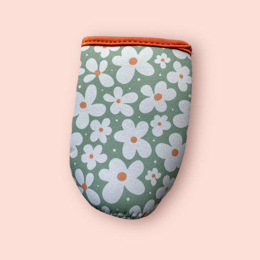 Skinny Coffee Sleeve- white flowers