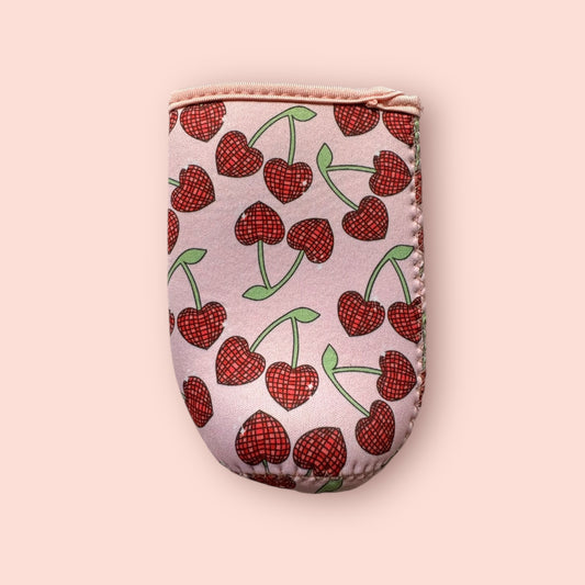 Skinny coffee sleeve- cheery hearts