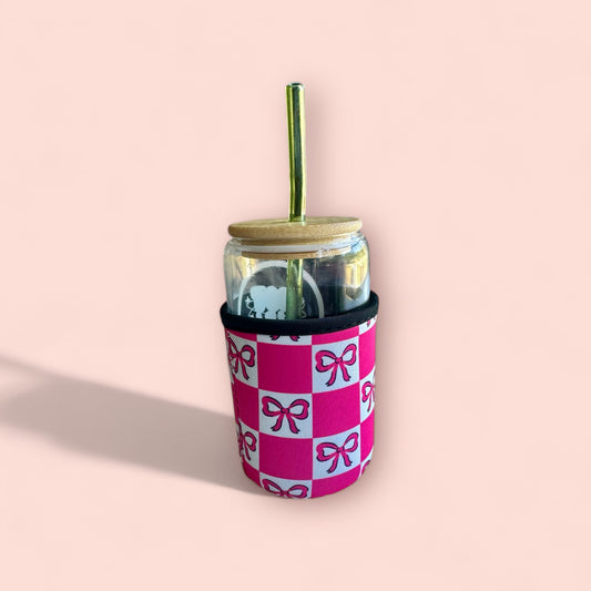 Bow checkered coffee sleeve